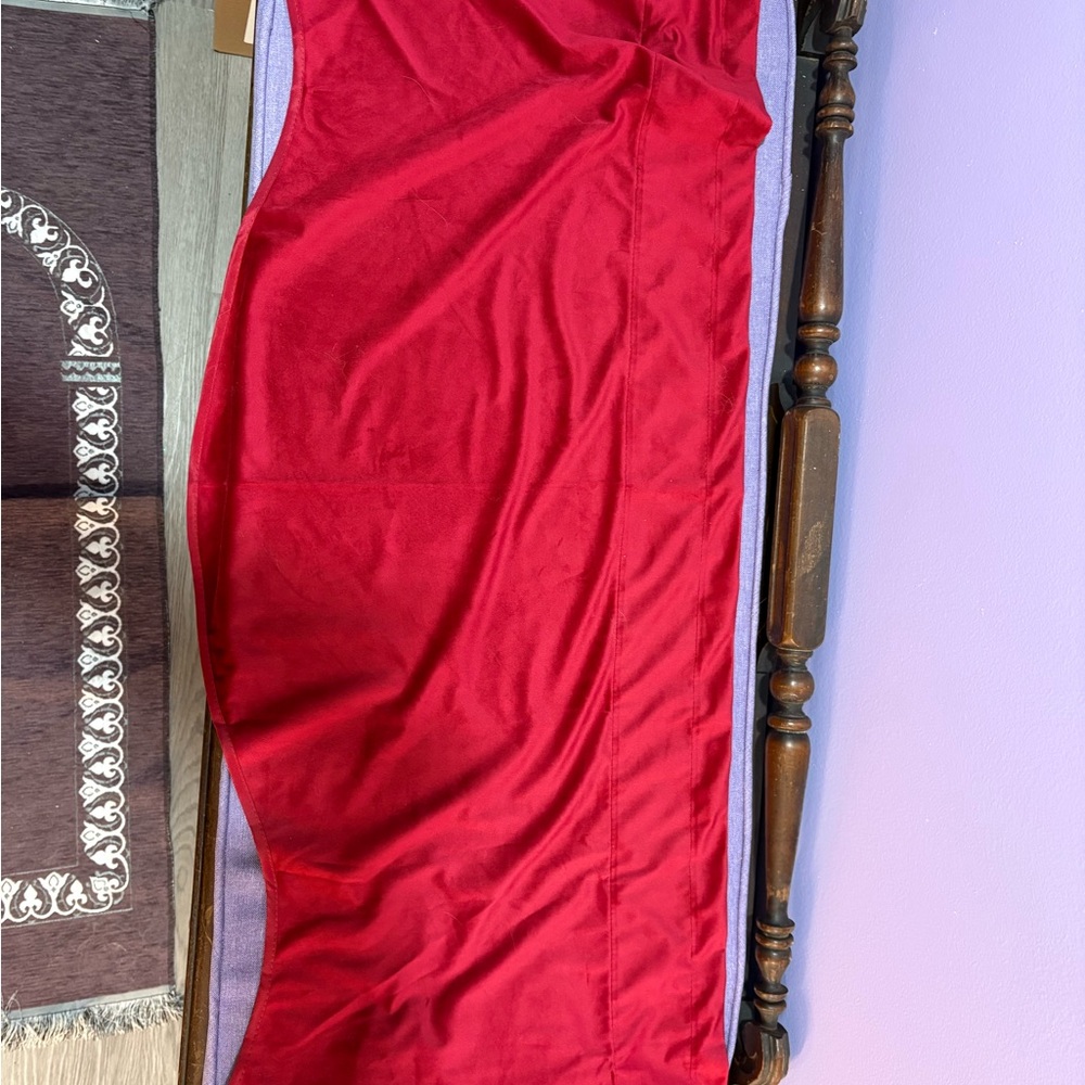 Red velvet curtain topper